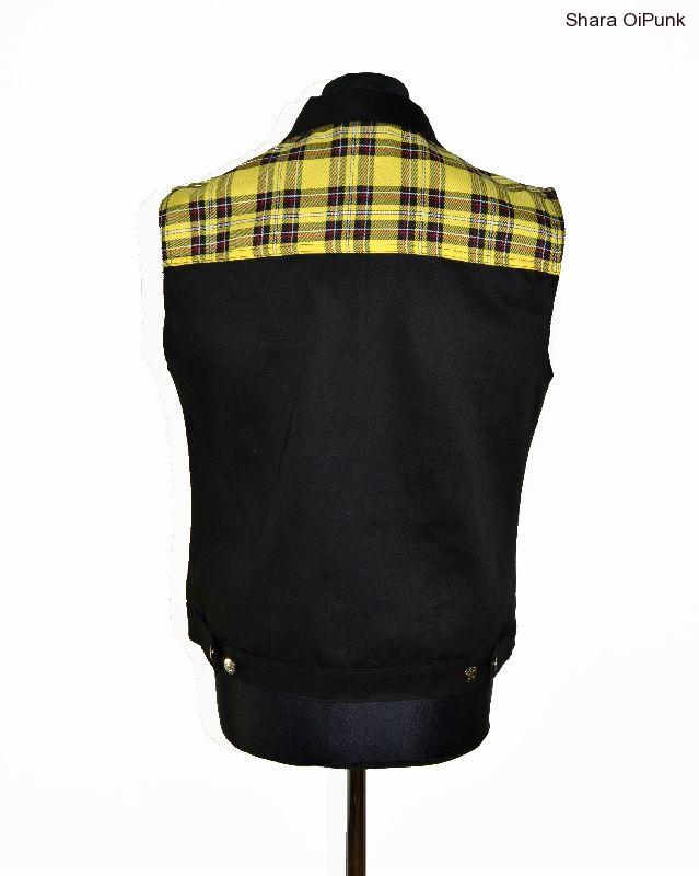 Punk vesta džiska - černá/žluté káro