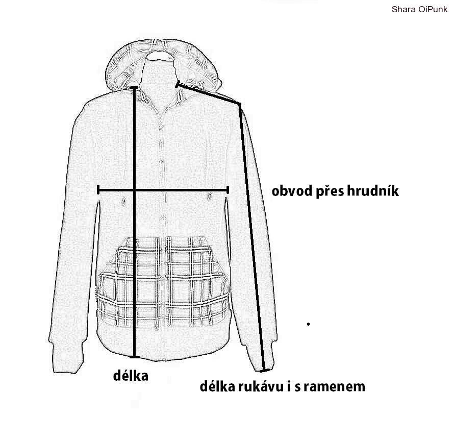 Punk mikina na zip - černá/modrá