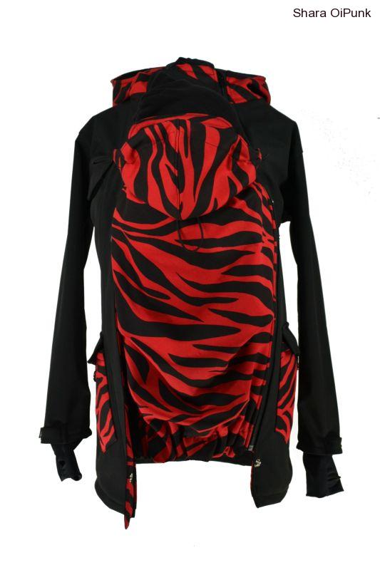 PUNK softshellový kabát nosící-černá/červená zebra
