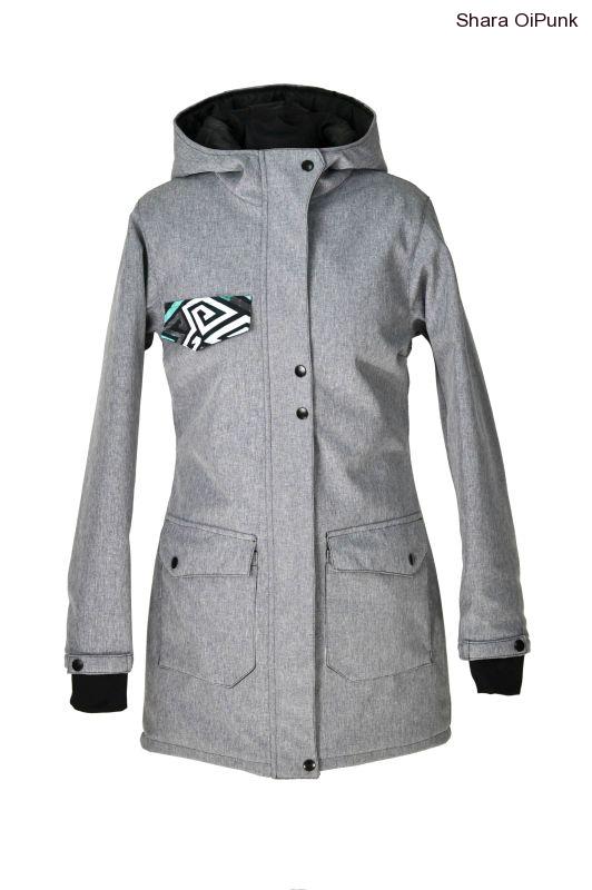 PUNK softshellový kabát nosící-šedá žíhaná/grafiti