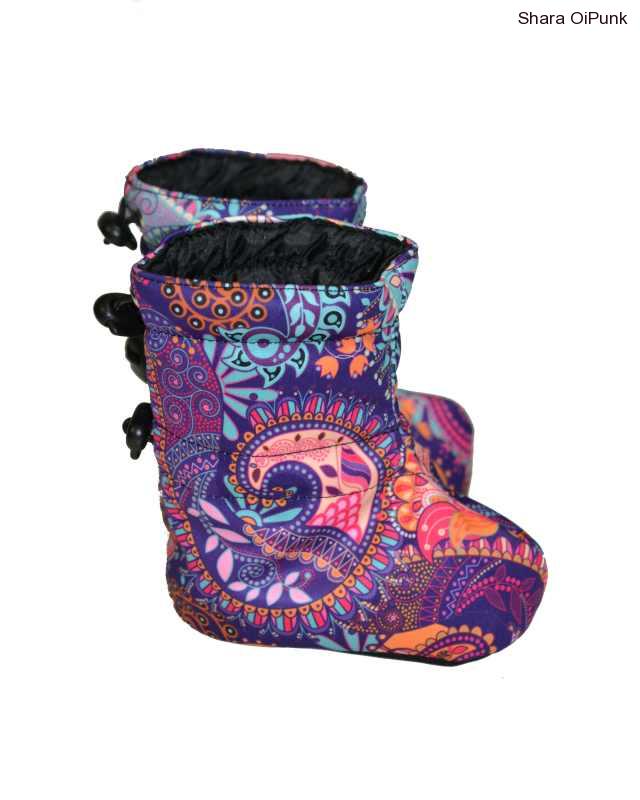 Softshellové zimní capáčky - fialkové ornamenty