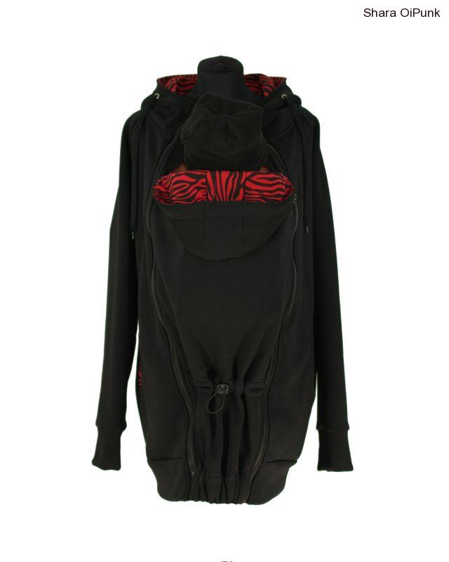 PUNK tenká nosící mikina - černá/červená zebra