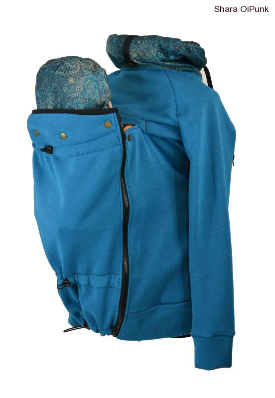 PUNK teplá nosící mikina - petrolej/zelená obloha