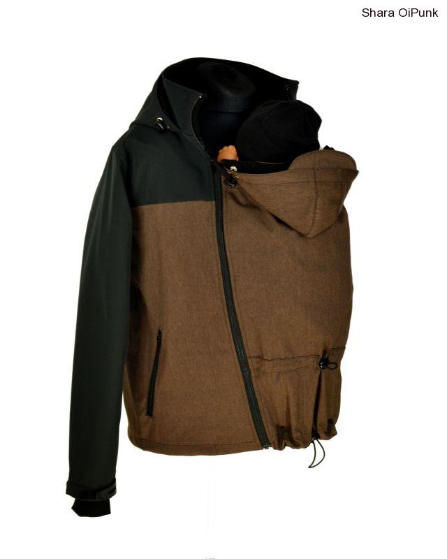 Pánská softshellová nosící bunda - hnědá žíhaná/černá