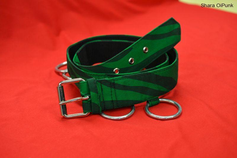 Punk pásek - 5 kruhů ZELENÁ ZEBRA -SKLADEM vel XS