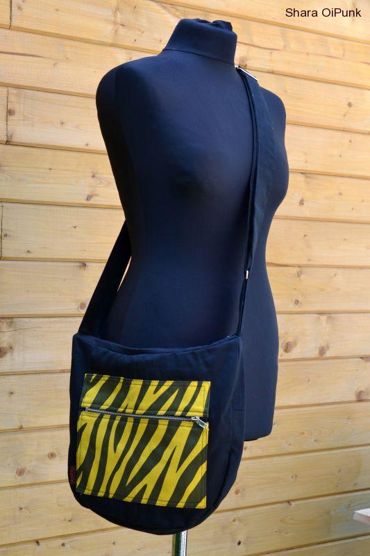 Punk taška černá - žlutá zebra