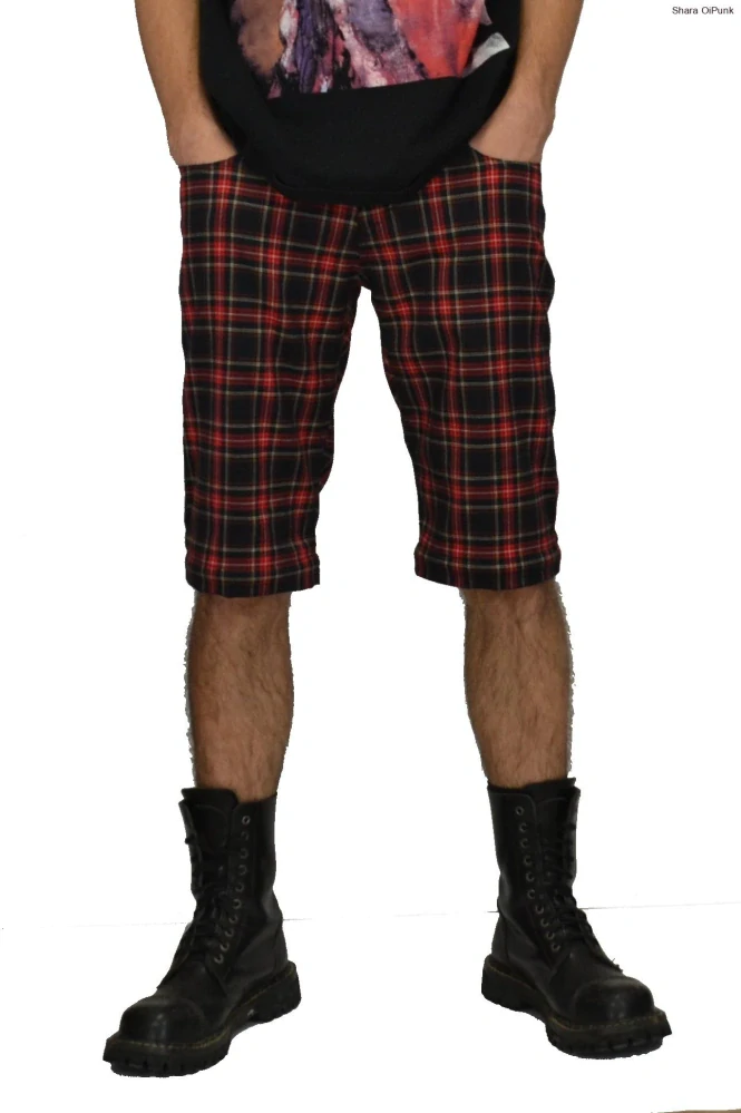 Punk pánské kalhoto/kraťasy - černé káro