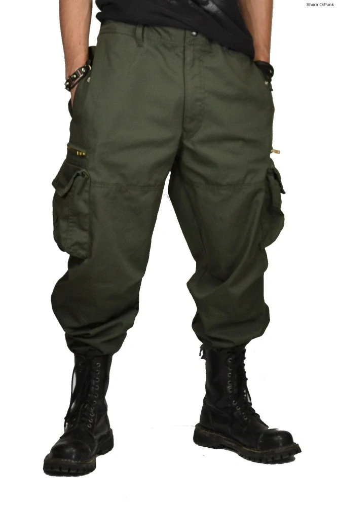 Punk pánské kalhoty kapsáče-khaki