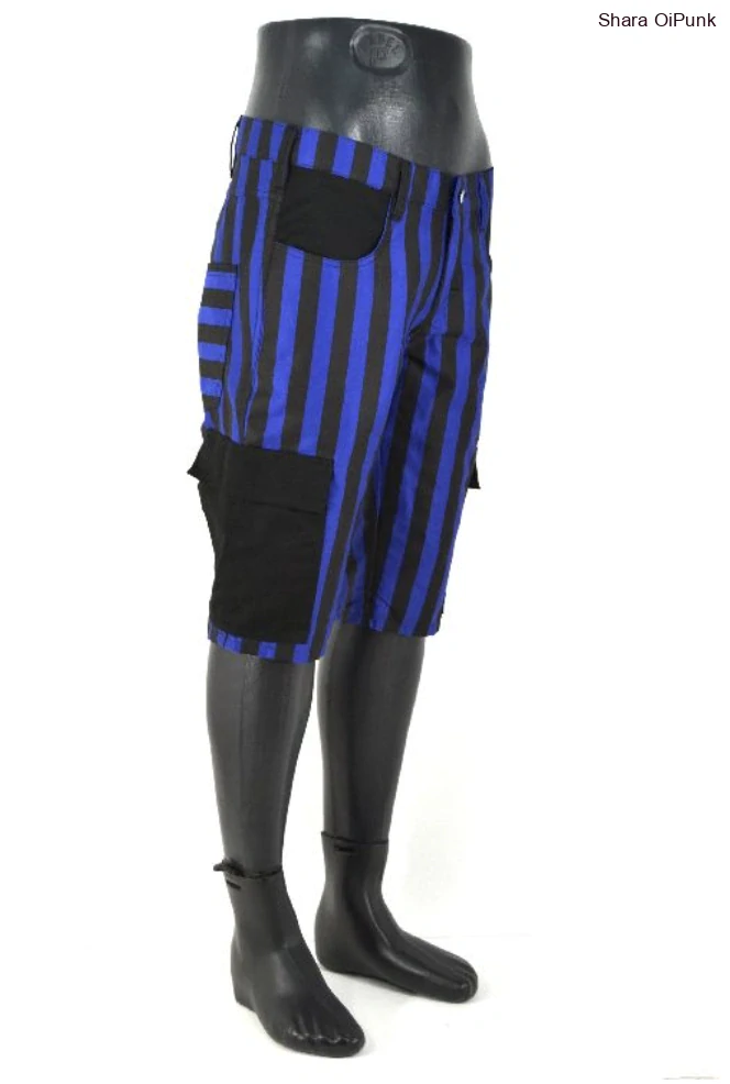 Punk kraťasy kapsáče - černá/modrý pruh