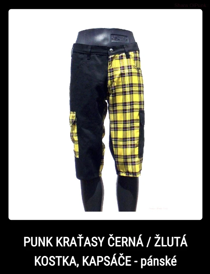 Punk kraťasy kapsáče - černá/žluté káro