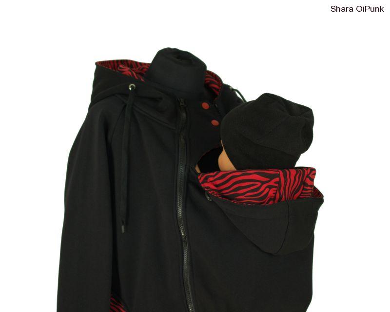 PUNK tenká nosící mikina - černá/červená zebra