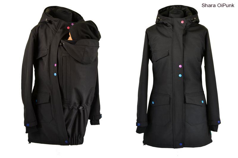 PUNK softshellový kabát nosící-černý/hladící kapsi/barevné druky