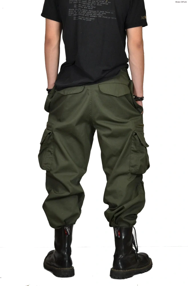 Punk pánské kalhoty kapsáče-khaki