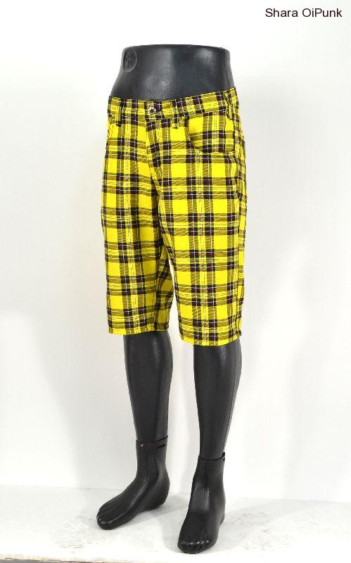 Punk kraťasy - žluté káro SKLADEM vel.L