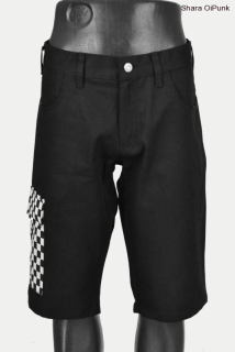 Punk kraťasy s boční kapsou - černá/bílá SKA 3 kapsy SKLADEM vel.XL