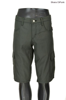 Punk kraťasy s bočníma kapsama khaki-SKLADEM-XXL