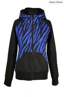 Punk celoroční bunda - černá/modrá zebra