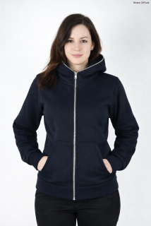 Punk mikina na kovový zip kolem kapuce - černá