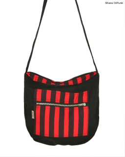 Punk taška - černá/ ZMĚNA kapsa vínový pruh