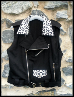 Punk dámská vesta - černá/ZMĚNA bílá zebra