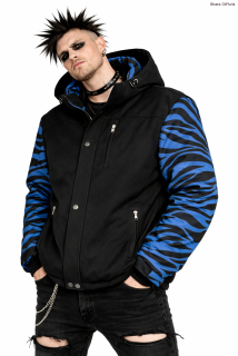 Punk bunda Shara - černá/modrá zebra