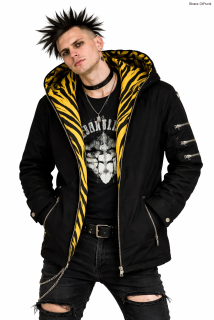 Punk bunda Shara - černá/žlutá zebra