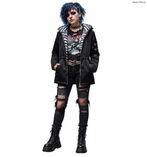 Punk bunda - černá/bílá zebra