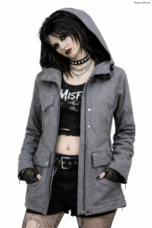 Punk softshellová bunda Shara - šedá žíhaná
