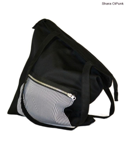 Punk taška na zip - černá/kapsa na zip pruh