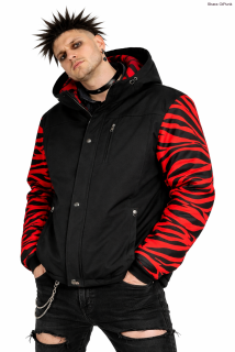 Punk bunda Shara - černá/červená zebra