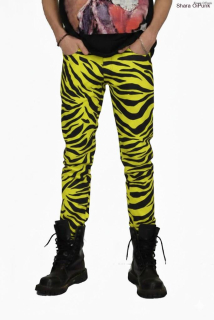 Punk pánské kalhoty bavlna - žlutá zebra