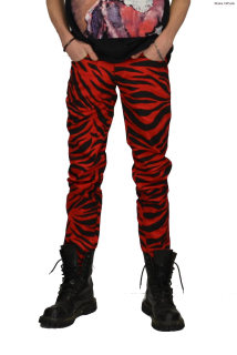 Punk pánské kalhoty bavlna - červená zebra
