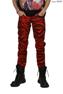 Punk pánské kalhoty - červená zebra - SKLADEM-XS