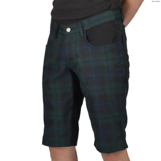 Punk pánské kraťasy - černá/tartan zeleno modré káro SKLADEM vel.S