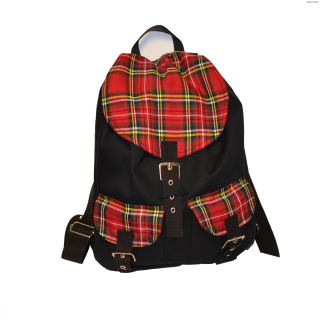 Punk batoh Shara - černá/červené káro