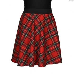 Punk sukně kolová - červené káro