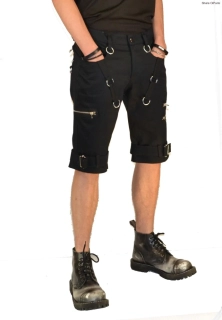 Punk kraťasy - černá s pásky a zipy SKLADEM vel.S