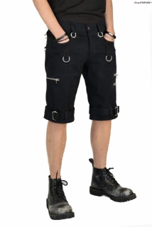Punk kraťasy - černá s pásky a zipy
