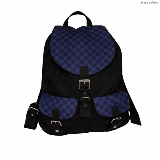 Punk batoh Shara - černá/tmavě modrá SKA kostka