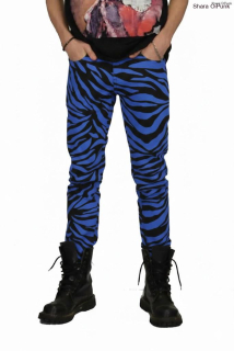 Punk pánské kalhoty bavlna - modrá zebra