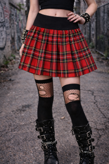 Punk sukně lehce skládaná-červené káro