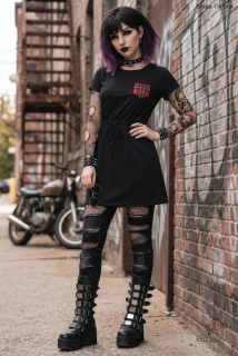 Punk šaty černé s káro kapsičkou