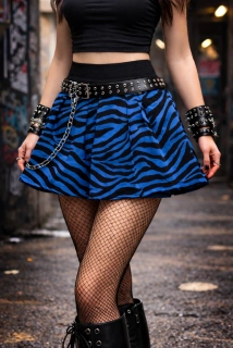 Punk sukně lehce skládaná- modrá zebra