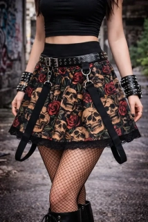 Punk sukně lehce skládaná- krajka/šle