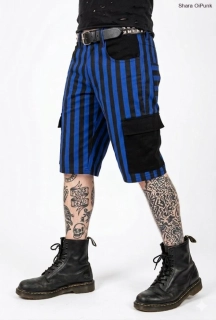 Punk kraťasy kapsáče - černá/modrý pruh